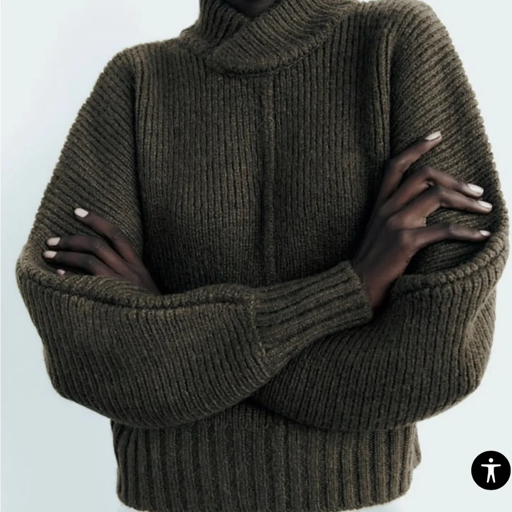 Zara V neck brown Seamed Knit Sweater Top Jumper Size Small GORGEOUS! Fashion